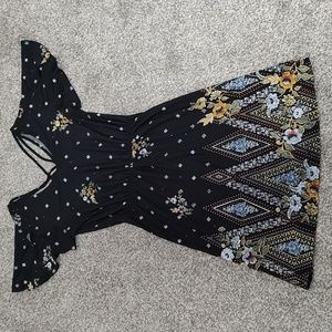 Floral Print Flutter Sleeve Dress